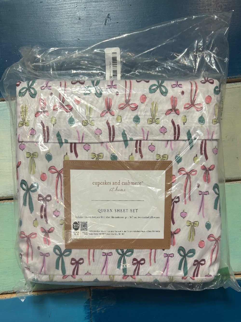 Cupcakes and Cashmere Queen Bow Print 4 Piece Sheet Set NEW Coquette